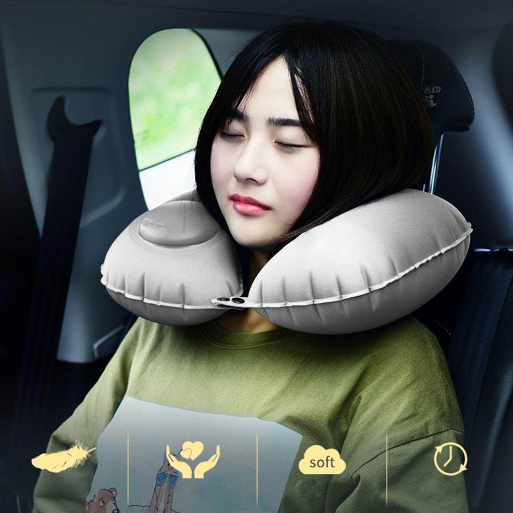 Inflatable Air Pillows U Shaped Portable Sleeping Break Neck Pillow Nap Head Rest Cushion for Outdoor Camping Travel Hiking Car Functional Inflatable Neck Pillow Inflatable U Shaped Travel Pillow Car Head Neck Rest Air Cushion for Travel Neck Pillow