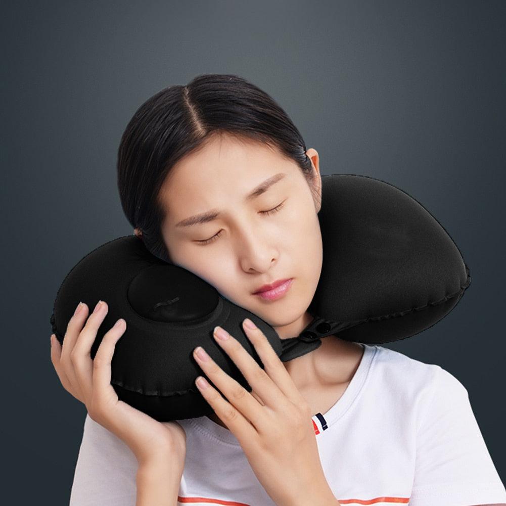 Inflatable Air Pillows U Shaped Portable Sleeping Break Neck Pillow Nap Head Rest Cushion for Outdoor Camping Travel Hiking Car Functional Inflatable Neck Pillow Inflatable U Shaped Travel Pillow Car Head Neck Rest Air Cushion for Travel Neck Pillow