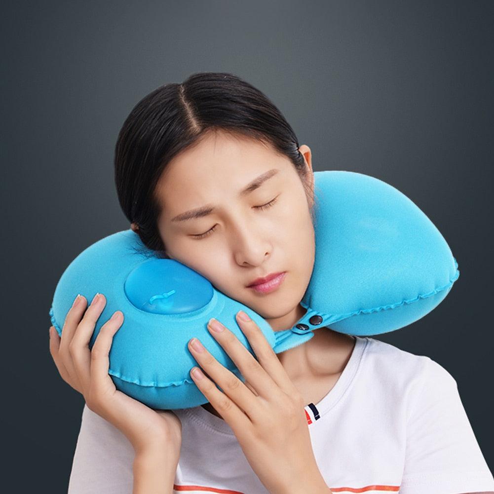 Inflatable Air Pillows U Shaped Portable Sleeping Break Neck Pillow Nap Head Rest Cushion for Outdoor Camping Travel Hiking Car Functional Inflatable Neck Pillow Inflatable U Shaped Travel Pillow Car Head Neck Rest Air Cushion for Travel Neck Pillow