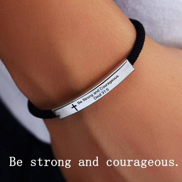 Inspirational Unisex Stainless Steel Pendant Adjustable Bracelet For Men Rope And Steel Bracelet Bangle Women Men Bracelet Motivational Birthday Bangle Friendship Jewelry