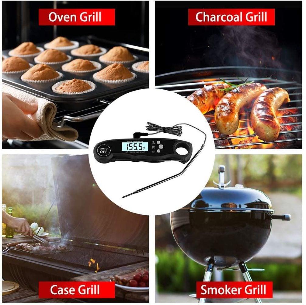 Instant Read Meat Thermometer Upgraded Instant Read Meat Thermometer 2-in-1 Ultra Fast Digital Meat Thermometer for Cooking Oven Safe Food Thermometer Waterproof Ultra Fast Digital Food Water Milk Thermometer for Outdoor Cooking BBQ and Kitchen