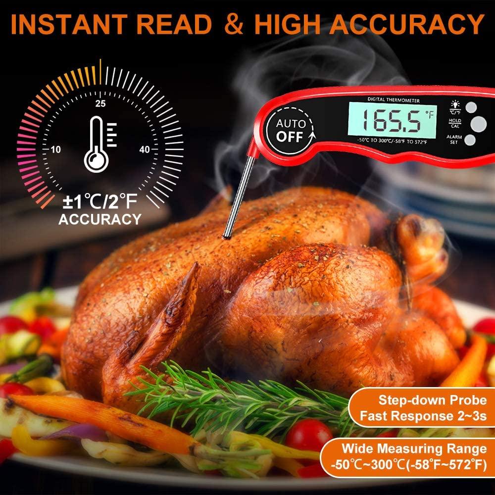 Instant Read Meat Thermometer Upgraded Instant Read Meat Thermometer 2-in-1 Ultra Fast Digital Meat Thermometer for Cooking Oven Safe Food Thermometer Waterproof Ultra Fast Digital Food Water Milk Thermometer for Outdoor Cooking BBQ and Kitchen