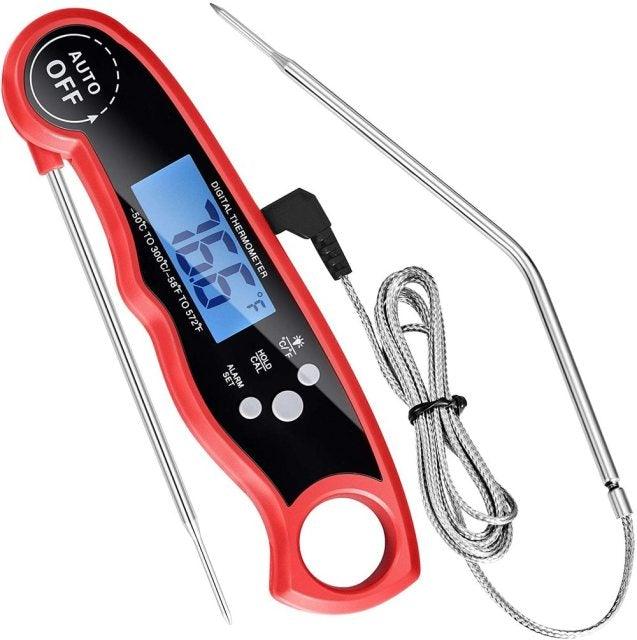 Instant Read Meat Thermometer Upgraded Instant Read Meat Thermometer 2-in-1 Ultra Fast Digital Meat Thermometer for Cooking Oven Safe Food Thermometer Waterproof Ultra Fast Digital Food Water Milk Thermometer for Outdoor Cooking BBQ and Kitchen