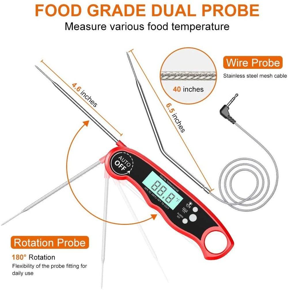 Instant Read Meat Thermometer Upgraded Instant Read Meat Thermometer 2-in-1 Ultra Fast Digital Meat Thermometer for Cooking Oven Safe Food Thermometer Waterproof Ultra Fast Digital Food Water Milk Thermometer for Outdoor Cooking BBQ and Kitchen