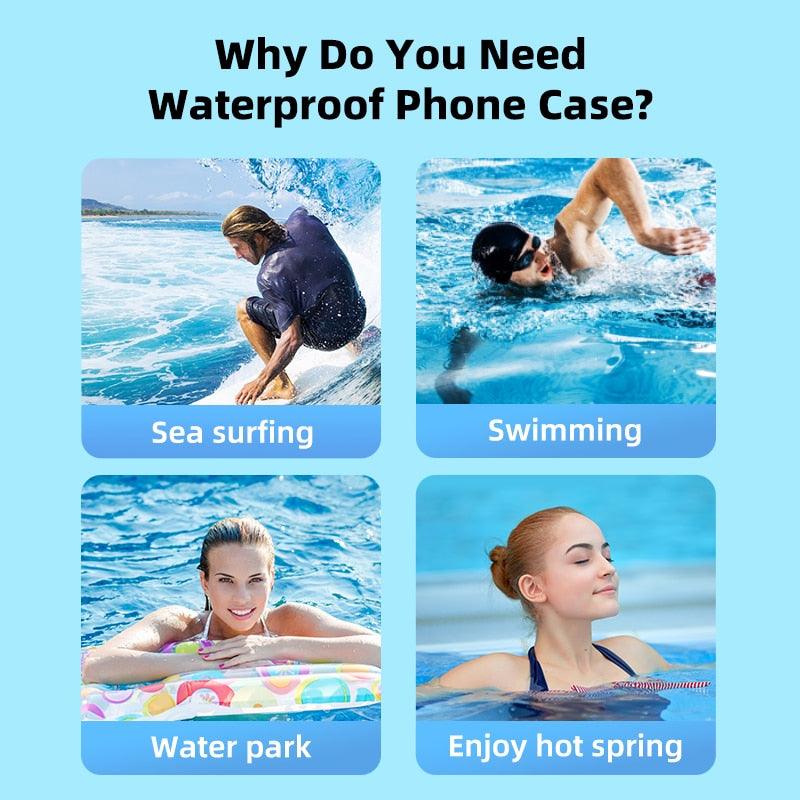 IPX8 Waterproof Phone Case Bag For iPhone 14 13 12 Pro Max Protective Case Universal Swim Waterproof Mobile Phone Case With Improved Locking Design Underwater Waterproof Mobile Phone Case