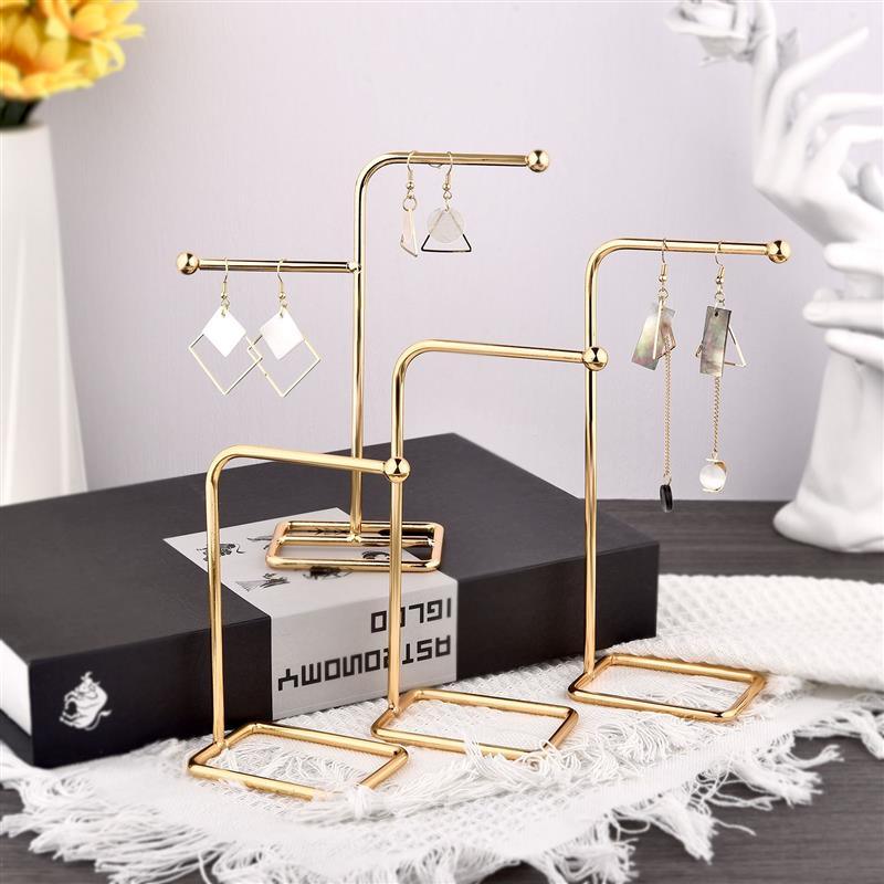 Jewelry Display Holder Metal Earring Storage Rack Jewelry Organizer Holder Earring Necklace Pendants Organizer Display Stand Jewelry Stand Display Necklace Holder Plated Metal Tabletop Jewelry Organizer