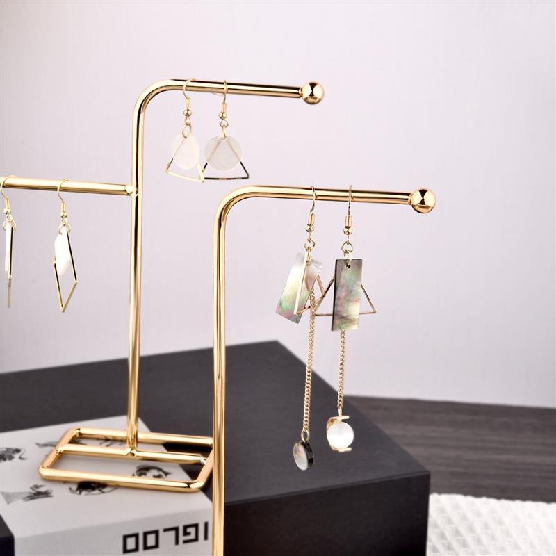 Jewelry Display Holder Metal Earring Storage Rack Jewelry Organizer Holder Earring Necklace Pendants Organizer Display Stand Jewelry Stand Display Necklace Holder Plated Metal Tabletop Jewelry Organizer