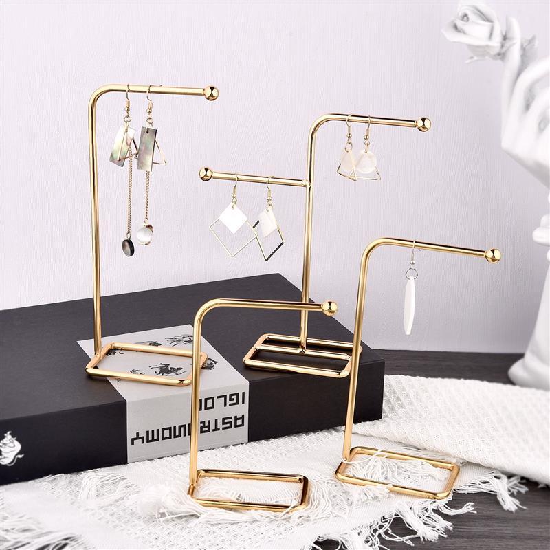 Jewelry Display Holder Metal Earring Storage Rack Jewelry Organizer Holder Earring Necklace Pendants Organizer Display Stand Jewelry Stand Display Necklace Holder Plated Metal Tabletop Jewelry Organizer