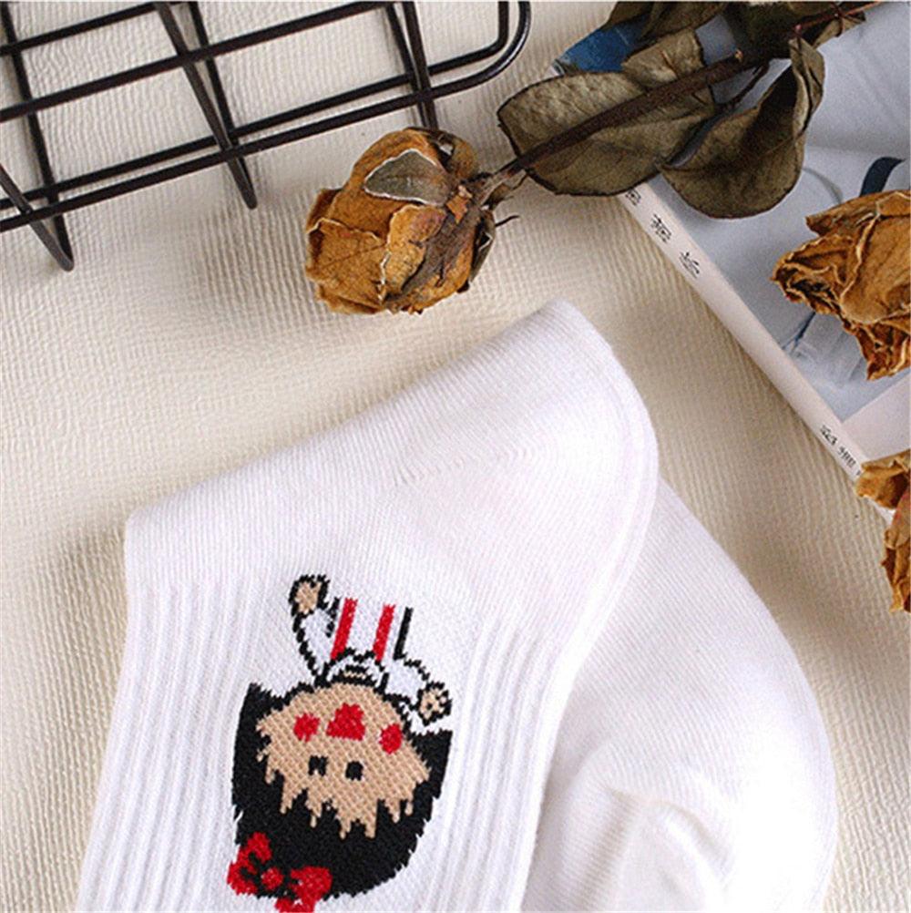 Kawaii Women Animals Cartoon Tube Socks Cute Egg Rabbit Panther Cotton Long Socks Female and Ladies Pink Milk White Short Ankle Socks For Women