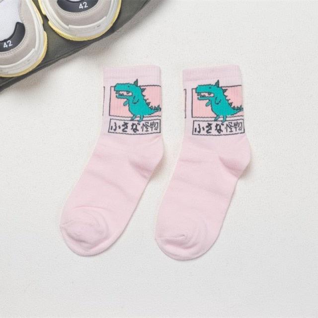 Kawaii Women Animals Cartoon Tube Socks Cute Egg Rabbit Panther Cotton Long Socks Female and Ladies Pink Milk White Short Ankle Socks For Women