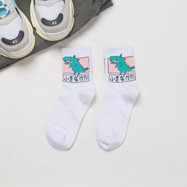 Kawaii Women Animals Cartoon Tube Socks Cute Egg Rabbit Panther Cotton Long Socks Female and Ladies Pink Milk White Short Ankle Socks For Women