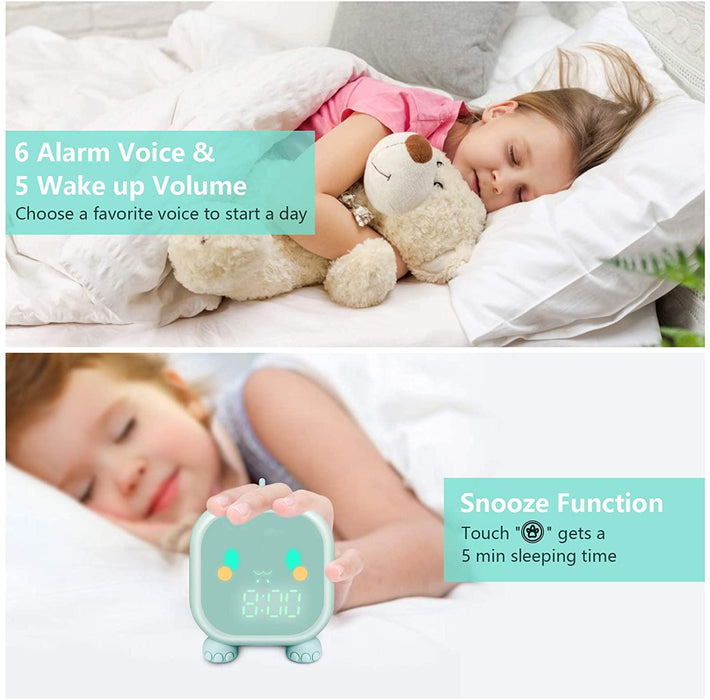 Kids Alarm Clock Cute Dinosaur Kids Alarm Clock with Dinosaur Digital Alarm Clock for Kids Bedroom Cute Bedside Clock Children's Sleep Trainer Wake Up Light and Night Light with Digital Alarm Clock For Kids Bedside Clock Children Wake Up Night Light