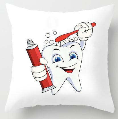 Kids Funny White Teeth Pillow Cover Cartoon Fairies Clean The Tooth Care Treatmen Toothbrush Character Cleaning Velvet Fabric Cushion Cover Decorative Square Cushion Cover Standard Pillow Cases For Home Sofa Bedroom Livingroom 45x45cm