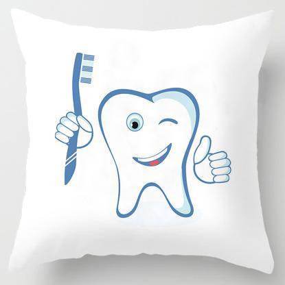 Kids Funny White Teeth Pillow Cover Cartoon Fairies Clean The Tooth Care Treatmen Toothbrush Character Cleaning Velvet Fabric Cushion Cover Decorative Square Cushion Cover Standard Pillow Cases For Home Sofa Bedroom Livingroom 45x45cm