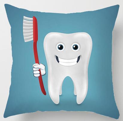 Kids Funny White Teeth Pillow Cover Cartoon Fairies Clean The Tooth Care Treatmen Toothbrush Character Cleaning Velvet Fabric Cushion Cover Decorative Square Cushion Cover Standard Pillow Cases For Home Sofa Bedroom Livingroom 45x45cm