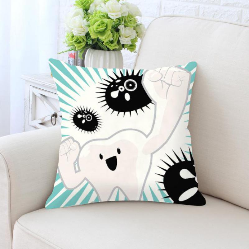 Kids Funny White Teeth Pillow Cover Cartoon Fairies Clean The Tooth Care Treatmen Toothbrush Character Cleaning Velvet Fabric Cushion Cover Decorative Square Cushion Cover Standard Pillow Cases For Home Sofa Bedroom Livingroom 45x45cm