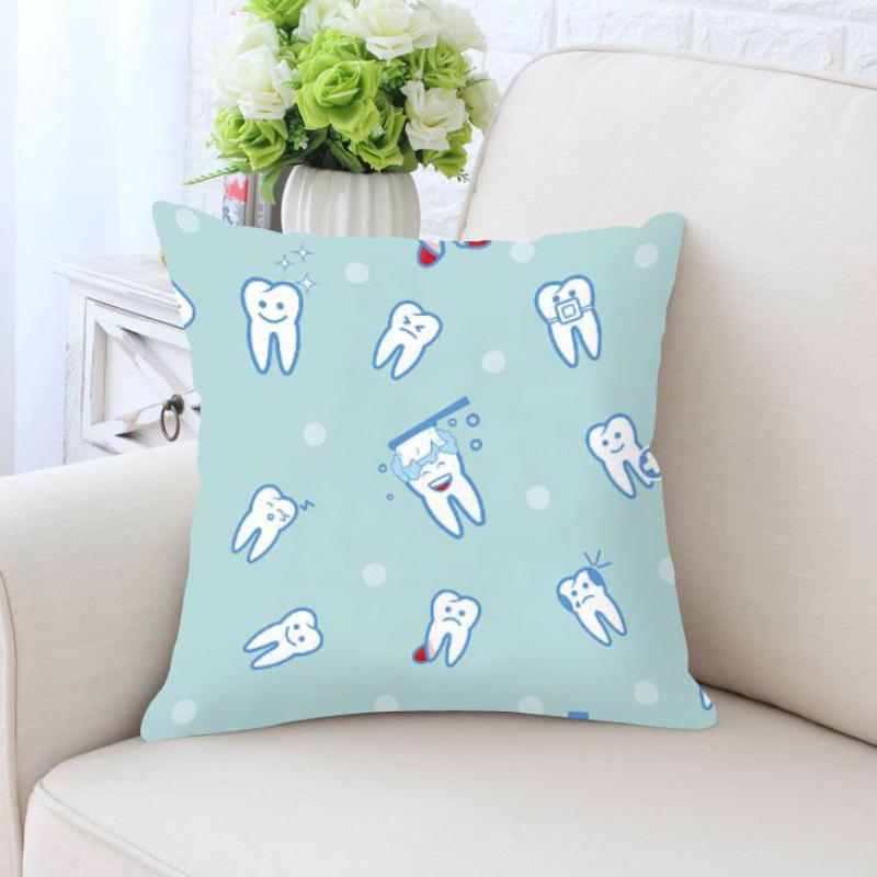 Kids Funny White Teeth Pillow Cover Cartoon Fairies Clean The Tooth Care Treatmen Toothbrush Character Cleaning Velvet Fabric Cushion Cover Decorative Square Cushion Cover Standard Pillow Cases For Home Sofa Bedroom Livingroom 45x45cm