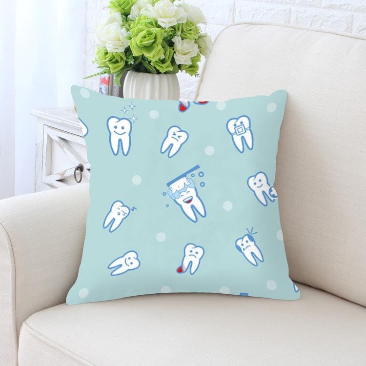 Kids Funny White Teeth Pillow Cover Cartoon Fairies Clean The Tooth Care Treatmen Toothbrush Character Cleaning Velvet Fabric Cushion Cover Decorative Square Cushion Cover Standard Pillow Cases For Home Sofa Bedroom Livingroom 45x45cm