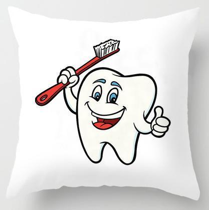 Kids Funny White Teeth Pillow Cover Cartoon Fairies Clean The Tooth Care Treatmen Toothbrush Character Cleaning Velvet Fabric Cushion Cover Decorative Square Cushion Cover Standard Pillow Cases For Home Sofa Bedroom Livingroom 45x45cm