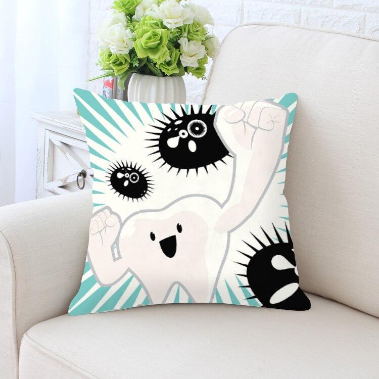 Kids Funny White Teeth Pillow Cover Cartoon Fairies Clean The Tooth Care Treatmen Toothbrush Character Cleaning Velvet Fabric Cushion Cover Decorative Square Cushion Cover Standard Pillow Cases For Home Sofa Bedroom Livingroom 45x45cm