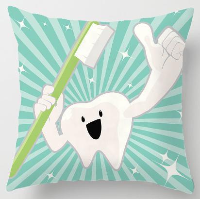 Kids Funny White Teeth Pillow Cover Cartoon Fairies Clean The Tooth Care Treatmen Toothbrush Character Cleaning Velvet Fabric Cushion Cover Decorative Square Cushion Cover Standard Pillow Cases For Home Sofa Bedroom Livingroom 45x45cm