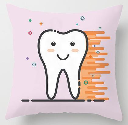 Kids Funny White Teeth Pillow Cover Cartoon Fairies Clean The Tooth Care Treatmen Toothbrush Character Cleaning Velvet Fabric Cushion Cover Decorative Square Cushion Cover Standard Pillow Cases For Home Sofa Bedroom Livingroom 45x45cm