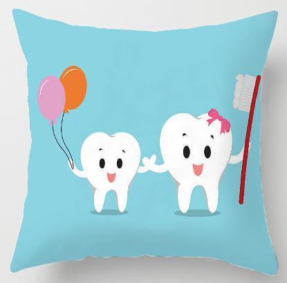 Kids Funny White Teeth Pillow Cover Cartoon Fairies Clean The Tooth Care Treatmen Toothbrush Character Cleaning Velvet Fabric Cushion Cover Decorative Square Cushion Cover Standard Pillow Cases For Home Sofa Bedroom Livingroom 45x45cm