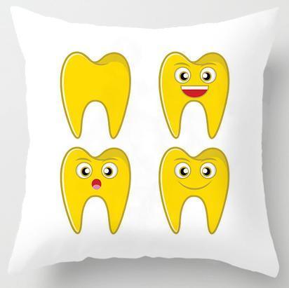 Kids Funny White Teeth Pillow Cover Cartoon Fairies Clean The Tooth Care Treatmen Toothbrush Character Cleaning Velvet Fabric Cushion Cover Decorative Square Cushion Cover Standard Pillow Cases For Home Sofa Bedroom Livingroom 45x45cm