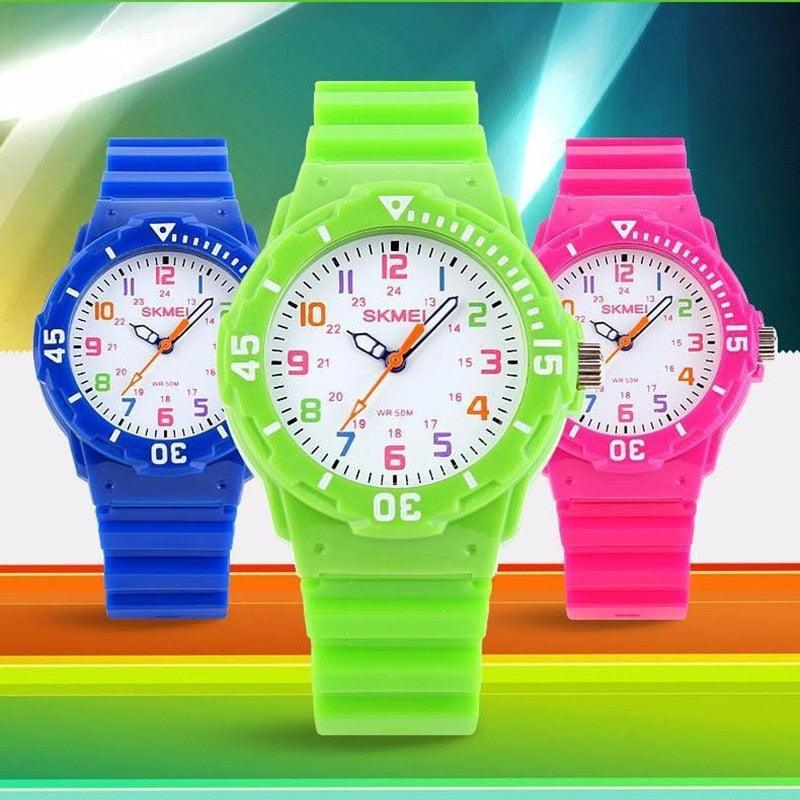 Kids Quartz Watches 50M Waterproof Analog Wristwatches Jelly Clock Students Watch Children PU Band Watch Childrens Analog Wrist Watch With Protective Design Simple Watch For Girls And Boys