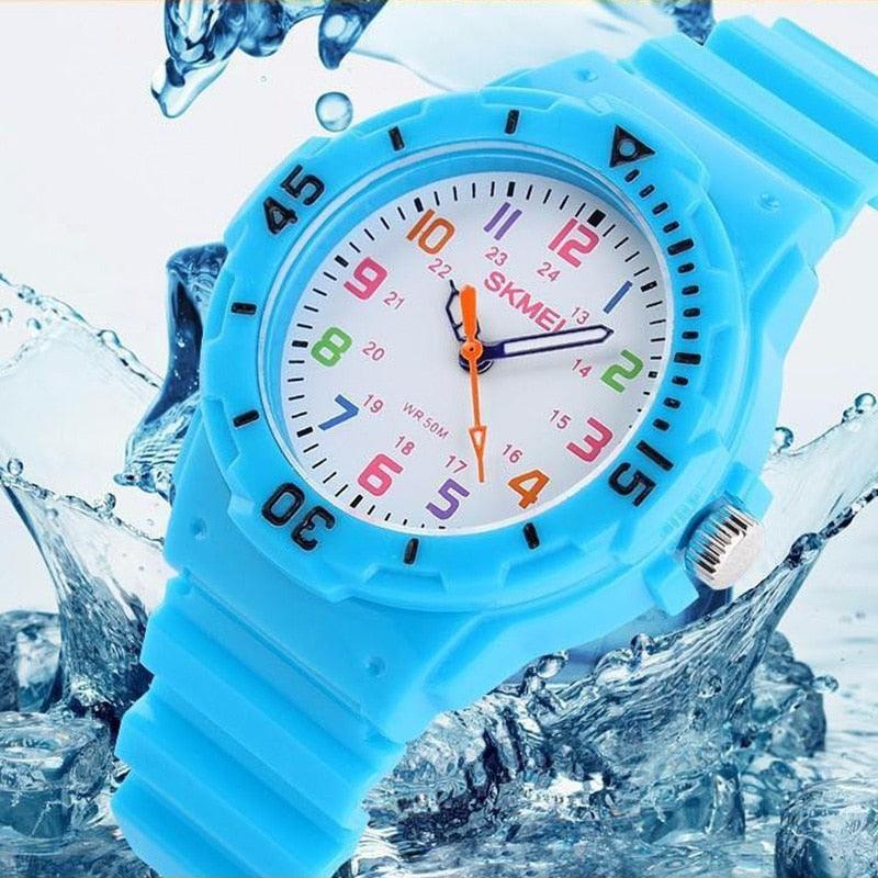 Kids Quartz Watches 50M Waterproof Analog Wristwatches Jelly Clock Students Watch Children PU Band Watch Childrens Analog Wrist Watch With Protective Design Simple Watch For Girls And Boys