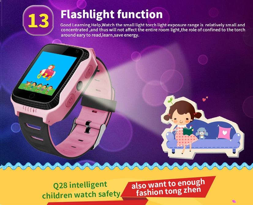 Kids Smart Watch GPS Phone Watches Camera Flashlight SOS Call Location Clock Children Watches 2G Data SIM Card Kids Smartwatch With Calling Camera Learning Games Video Music Flashlight For Boys Girls