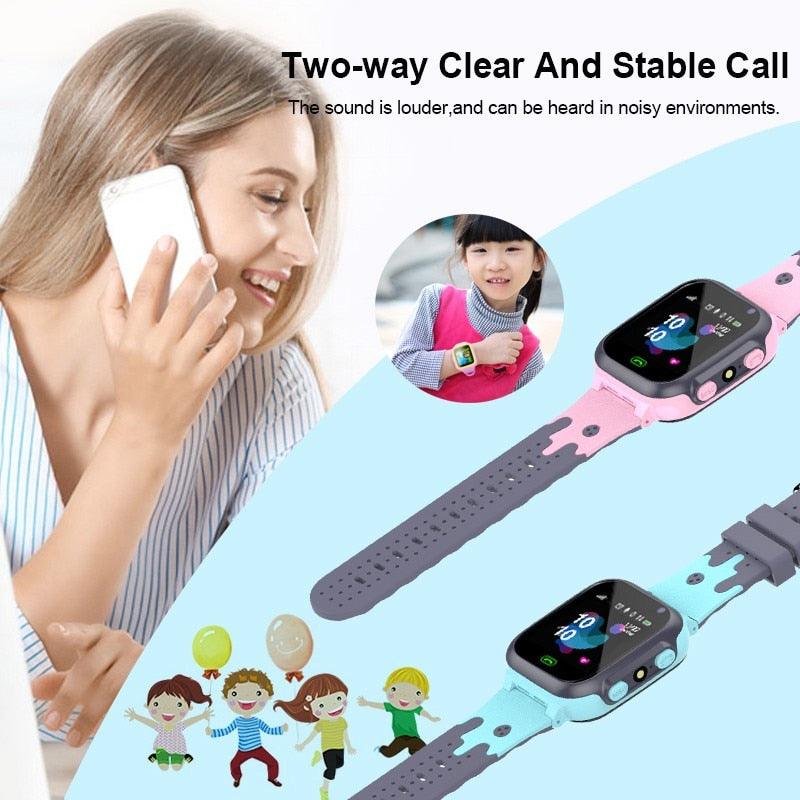 Kids Smart Watch Sim Card GPS Call Phone Smartwatch For Children SOS Photo Waterproof Camera Location Tracker Smart Watch For Kids 2 Way Voice Video Call SOS Alert Smartphone Cell Phone Smart Watch