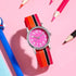 Kids Watch Muticolour Nylon Watchband Gift For Childern School Student Analog Watch Read Easily Children's First Watch Daily Wrist Watch For Boys And Girls With Soft Cloth Strap