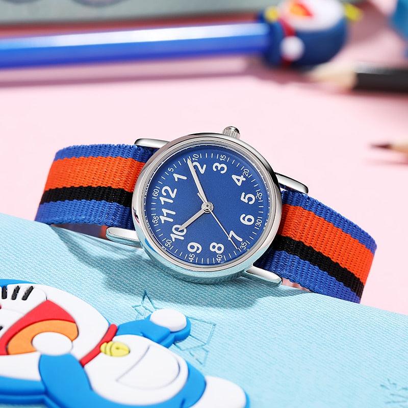 Kids Watch Muticolour Nylon Watchband Gift For Childern School Student Analog Watch Read Easily Children's First Watch Daily Wrist Watch For Boys And Girls With Soft Cloth Strap