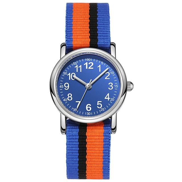 Kids Watch Muticolour Nylon Watchband Gift For Childern School Student Analog Watch Read Easily Children's First Watch Daily Wrist Watch For Boys And Girls With Soft Cloth Strap