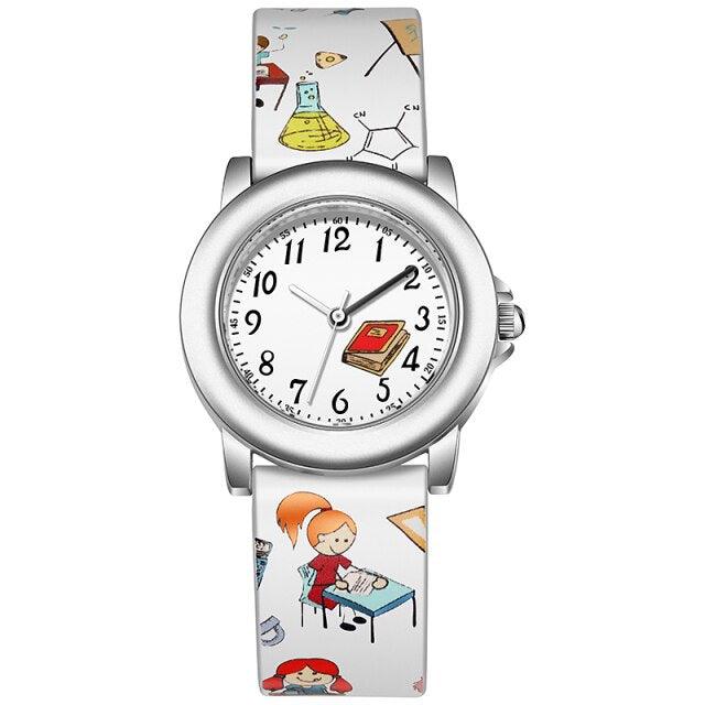 Kids Watches Dial Muticolour Strap Gift For School Girl Quartz Movement Kids Watches 3D Cute Silicone Children Toddler Wrist Watches Time Teacher For Boys