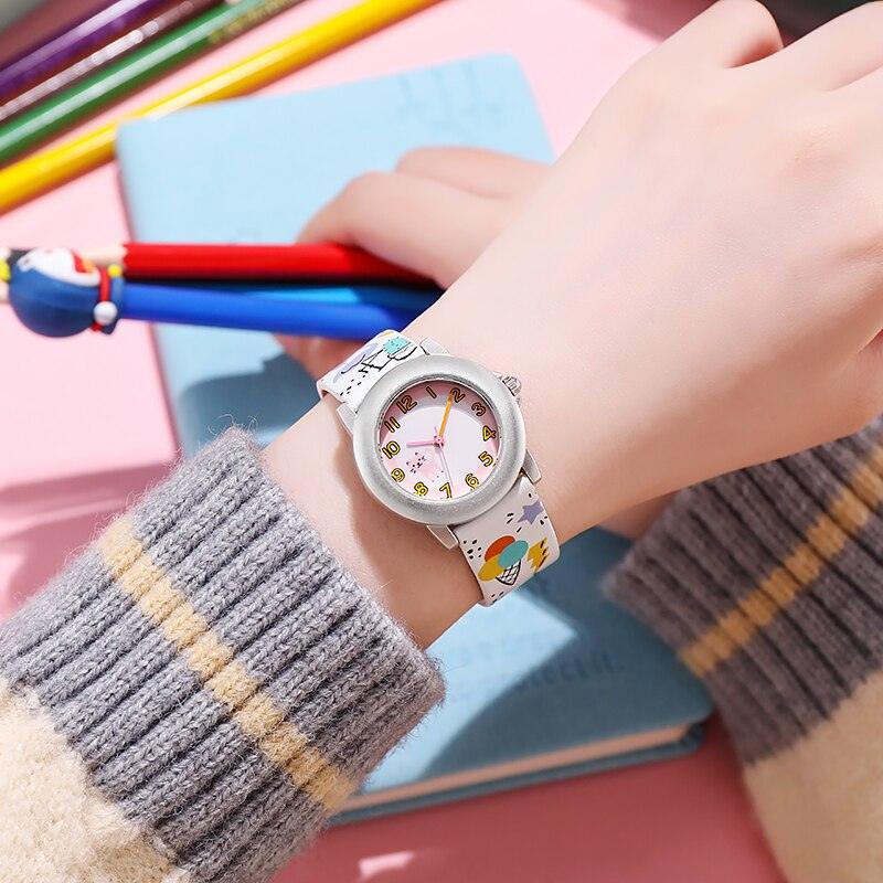 Kids Watches Dial Muticolour Strap Gift For School Girl Quartz Movement Kids Watches 3D Cute Silicone Children Toddler Wrist Watches Time Teacher For Boys