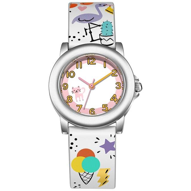 Kids Watches Dial Muticolour Strap Gift For School Girl Quartz Movement Kids Watches 3D Cute Silicone Children Toddler Wrist Watches Time Teacher For Boys