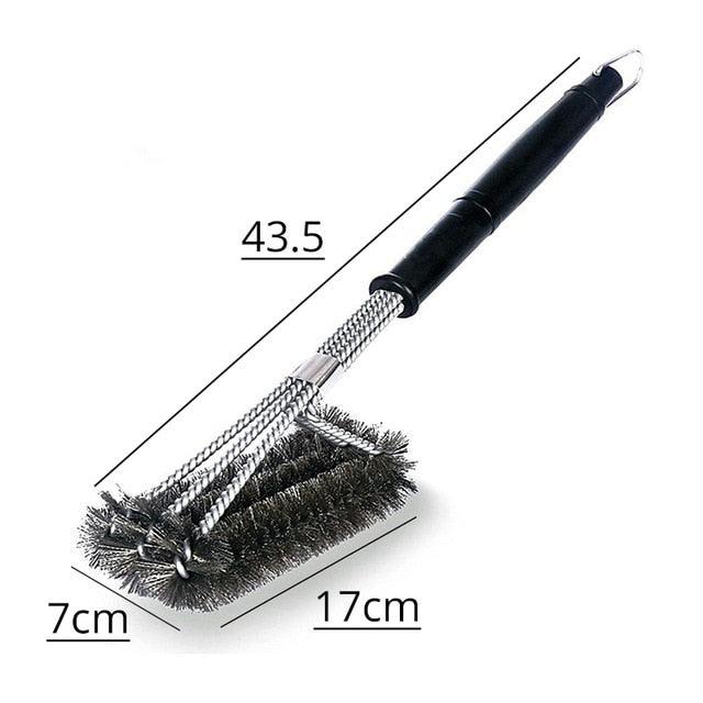 Kitchen Accessories BBQ Grill Barbecue Kit Cleaning Brush Stainless Steel Cooking Tools Wire Bristles Cleaning Brushes Triangle Wire Barbecue Cleaning Brush Portable Anti Rust Durable Handheld Stainless Steel Wire BBQ Grill Brush