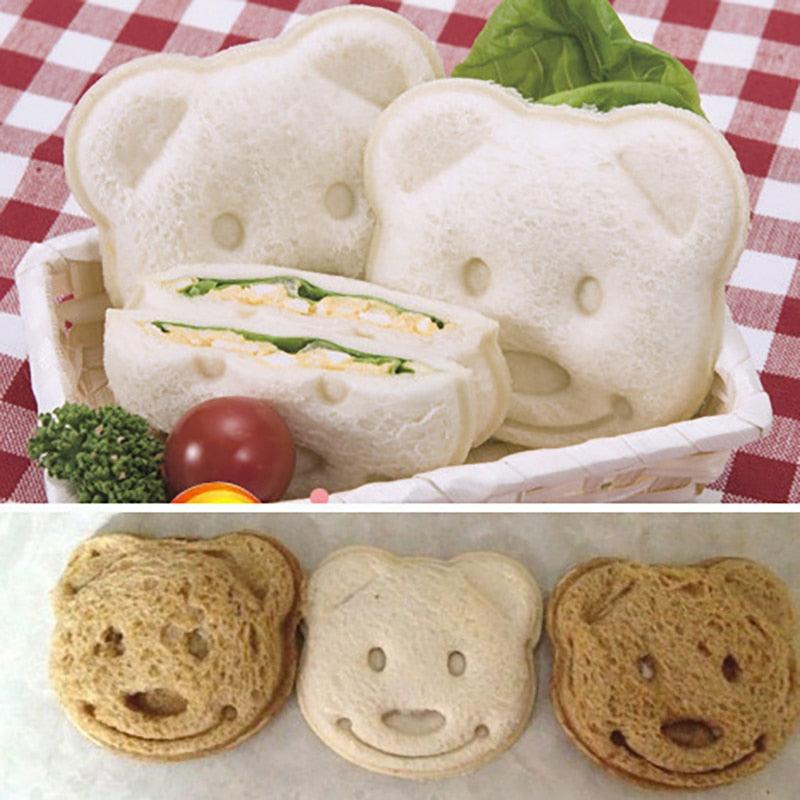 Kitchen Breakfast Bear Sandwich Mold Bread Biscuit Cake Tool Making Mold Household Making Accessories Bear Shape Sandwich Mold Cutter Yellow Bread Sandwich Shapers Maker For Kids