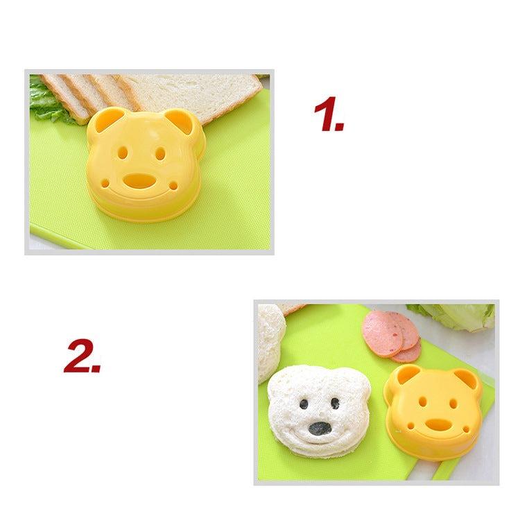 Kitchen Breakfast Bear Sandwich Mold Bread Biscuit Cake Tool Making Mold Household Making Accessories Bear Shape Sandwich Mold Cutter Yellow Bread Sandwich Shapers Maker For Kids