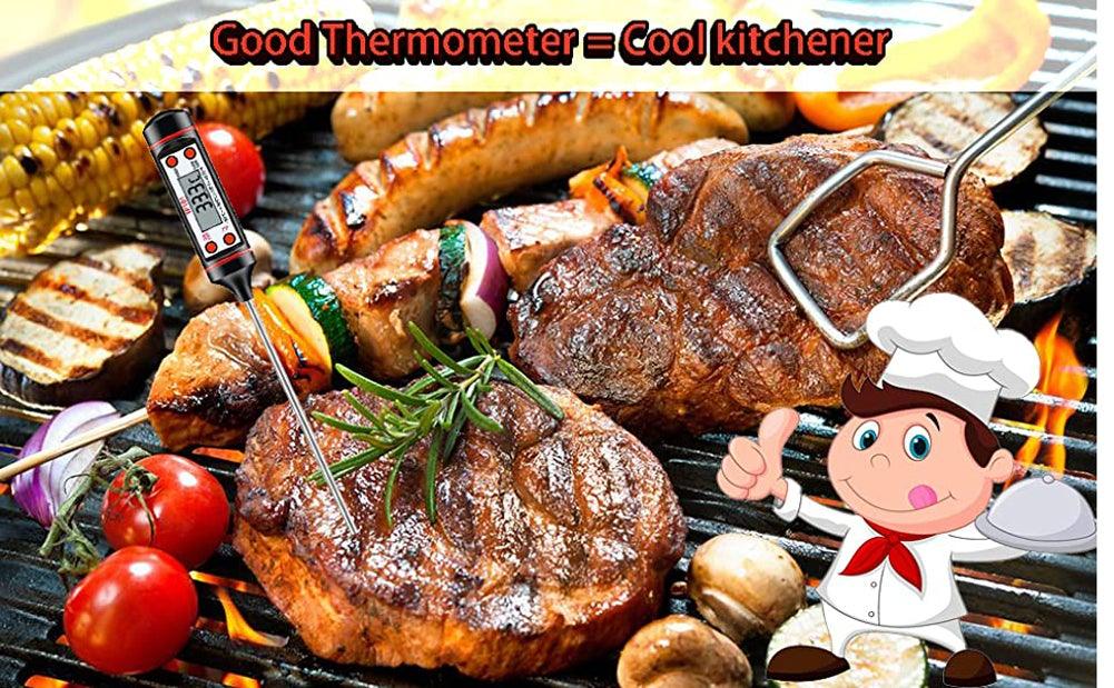 Kitchen Digital BBQ Food Thermometer Meat Cake Candy Fry Grill Dinning Household  Meat Thermometer Digital Instant Read Food Meat Thermometer with Long Probe Cooking Thermometer for Kitchen BBQ Grill and Cooking Thermometer  Oven Thermometer Tool