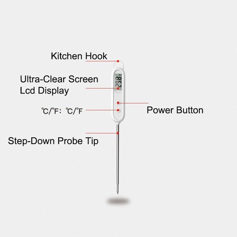 Kitchen Digital BBQ Food Thermometer Meat Cake Candy Fry Grill Dinning Household Waterproof Instant Read Meat Thermometer for Cooking Digital Food Thermometer For Cooking IP67 Waterproof Kitchen Thermometer Probe With Cooking Thermometer Oven Tool