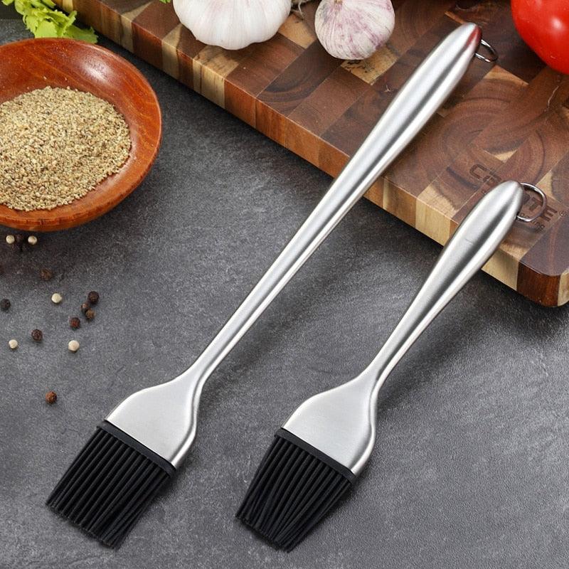 Kitchen Oil Brush BBQ Grill Basting Brush Stainless Steel Handle Pastry Brush Barbecue Cooking Brush BBQ Kitchen Tools String Brush BBQ Pastry Brush Stainless Steel BBQ Sauce Oil Pastry Brush for Baking BBQ Accessories