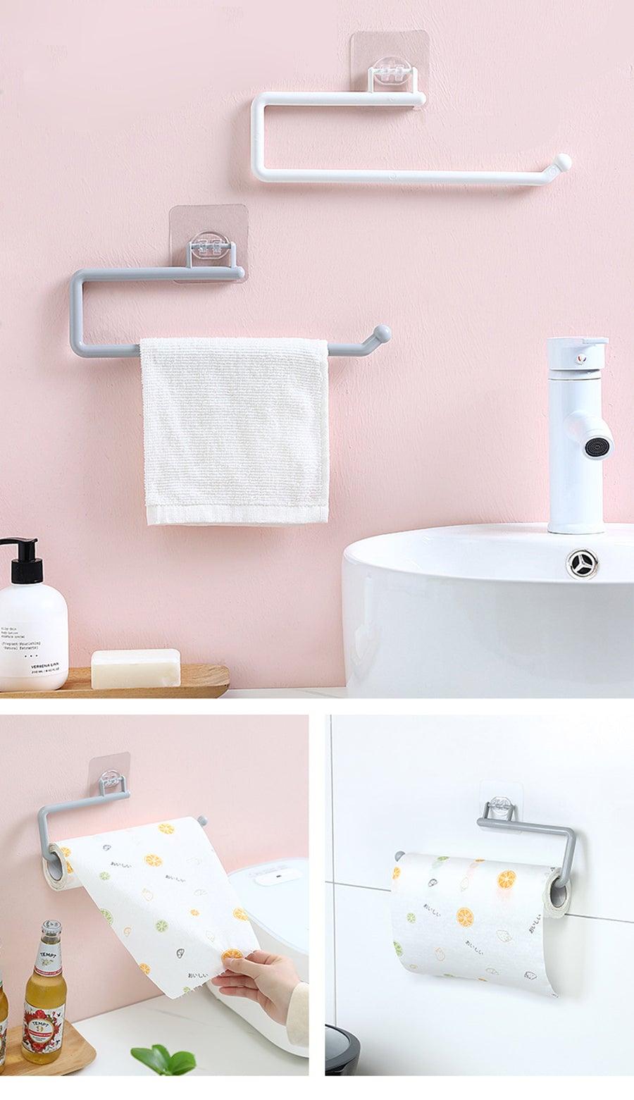 Kitchen Paper Roll Holder Towel Hanger Rack Toilet Paper Holders Bathroom Organizer Shelf Bar Cabinet Rag Hanging Holder Kitchen Tissue Roll Holder Wall Mounted Paper Holder Under Kitchen Cabinet For Shower Bathroom