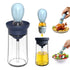 Kitchen Silicone Oil Bottle Portable Sauce Seasoning Tool Cooking Baking BBQ Quantitative Brush Dispenser Universal Accessories Glass Olive Bottle with Silicone Brush and Dropper Measuring Container for Kitchen Cooking Pancake Frying BBQ Accessories