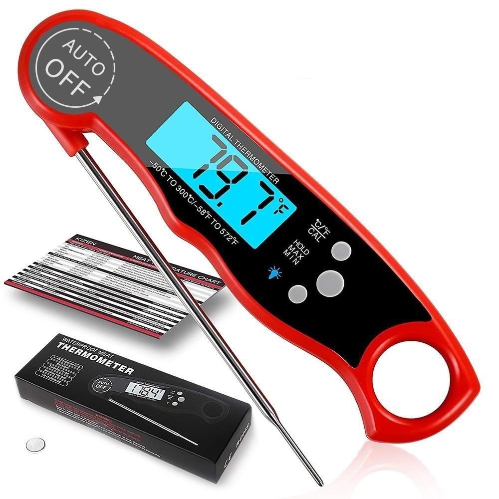 Kitchen Thermometer Waterproof Kitchen Food Cooking Thermometer with Backlight LCD Best Super Fast Electric Meat Thermometer Probe for BBQ Grilling Smoker Baking Meat Water Milk Cooking Probe BBQ Electronic Oven Waterproof Kitchen Tools