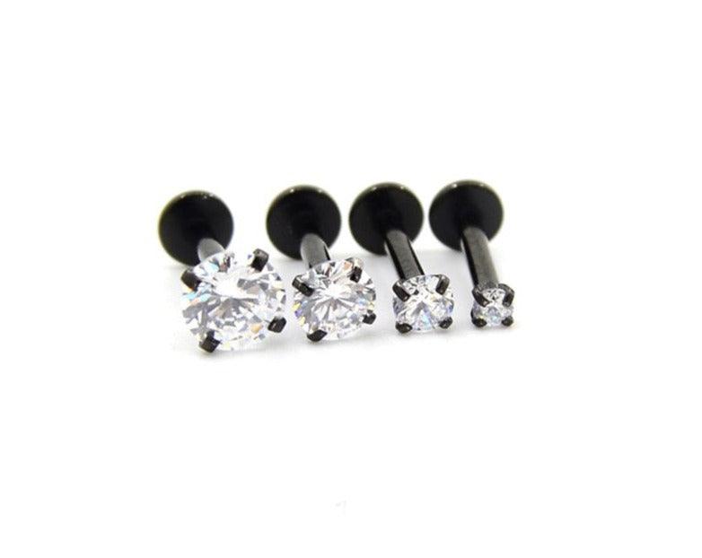 Labret Lip Ring Zircon Anodized Internally Threaded Prong Gem 16G Tragus Helix Ear Piercing Earring Women  Nose Piercing Stainless Steel Nose Screw Nose Rings Studs Surgical Steel Nose Nostril For Women