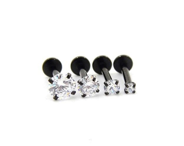 Labret Lip Ring Zircon Anodized Internally Threaded Prong Gem 16G Tragus Helix Ear Piercing Earring Women  Nose Piercing Stainless Steel Nose Screw Nose Rings Studs Surgical Steel Nose Nostril For Women