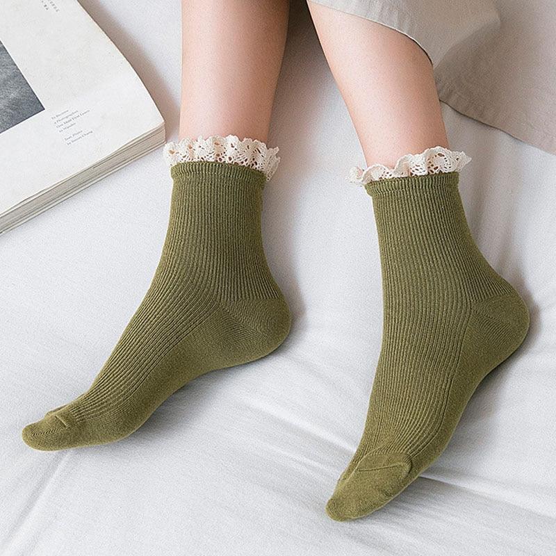 Lace Frilly Ruffle Socks Kawaii Cute Korean Style Women Cotton Woman Socks Winter Comfortable Cotton Socks Warm Socks For Men And Women